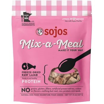 Sojos Mix-A-Meal Lamb Grain-Free Freeze-Dried Raw Dog Food Topper, 8 oz.