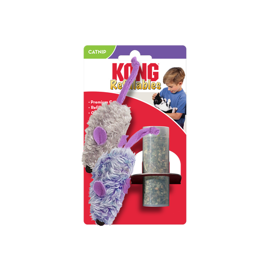 KONG Refillables Catnip Purple and Frosty Mice Cat Toy Purple, Frosty Grey 1ea/One Size, 2 pk