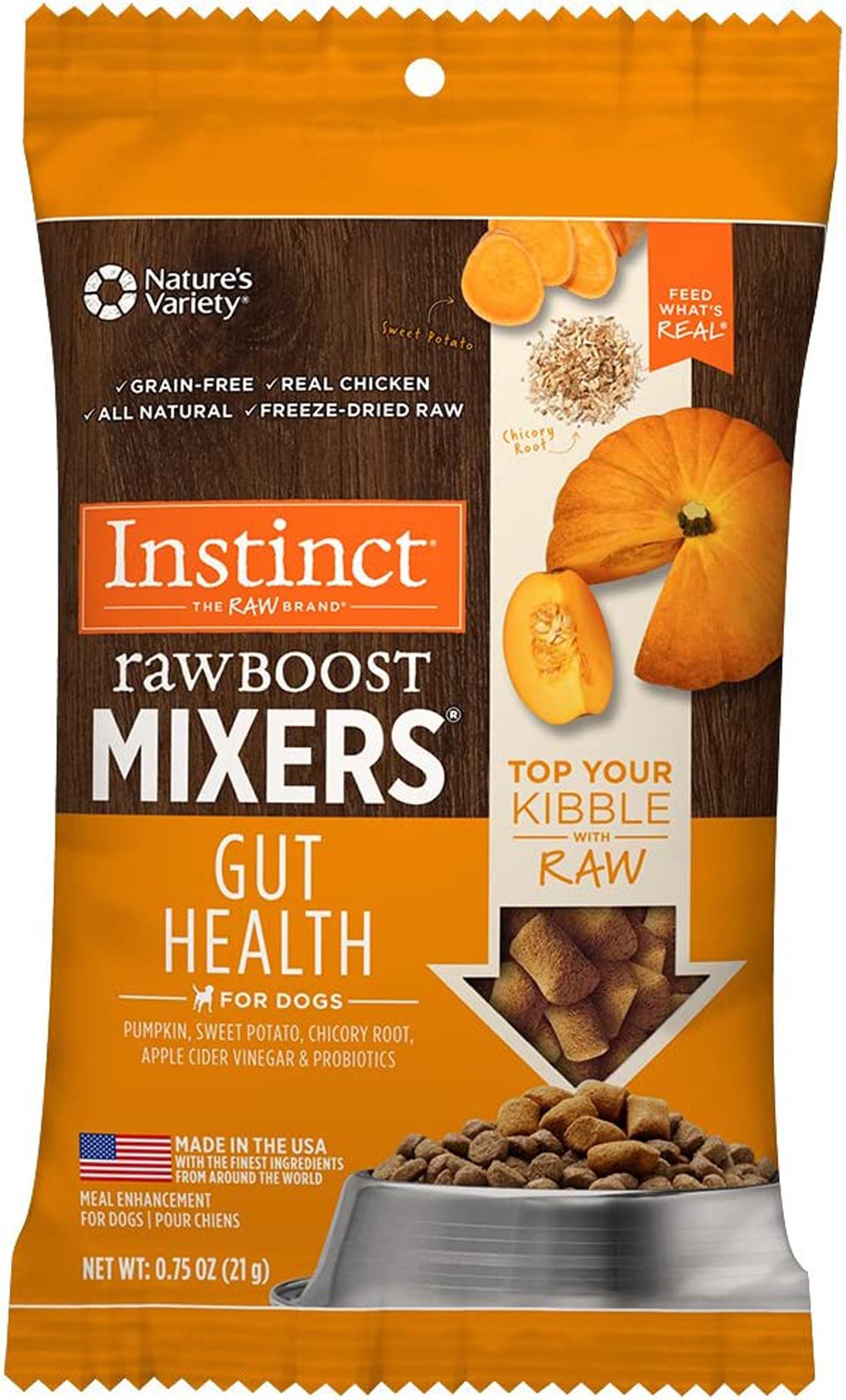 Natures Variety Raw Boost Mix Dog Gut Health Trial 0.75oz./4Bx Instinct Freeze Dried (Case Of 8)