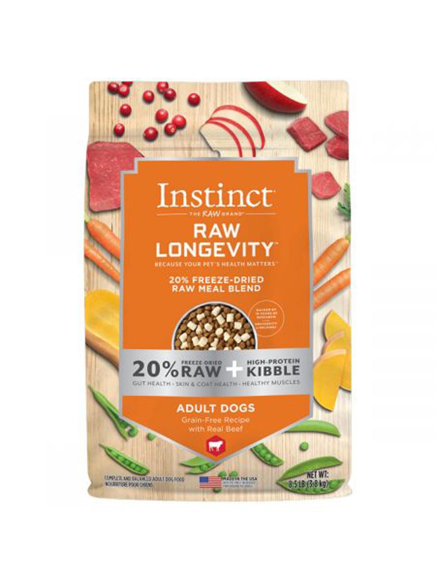 Natures Variety Raw Longevity 20% Freeze Dried Raw Mealblend Dog 3.8Lb Beef Adult