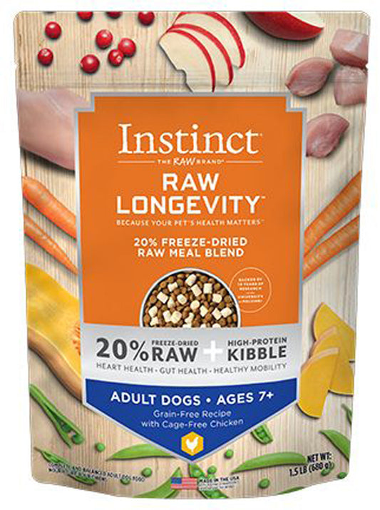 Natures Variety Raw Longevity 20% Freeze Dried Raw Mealblend Dog 1.5Lb Chicken Adult 7+