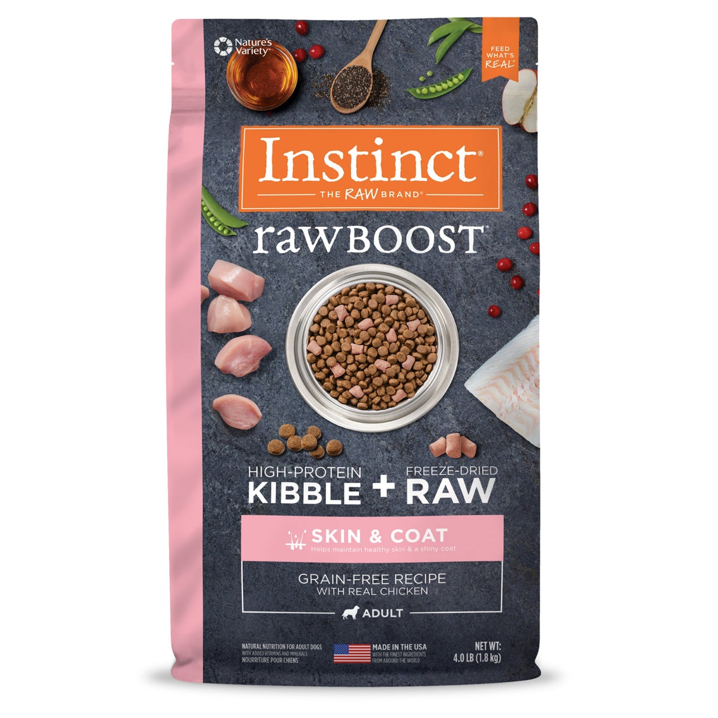 Natures Variety Instinct  Raw Boost Skin & Coat Chicken 4Lb Grainfree