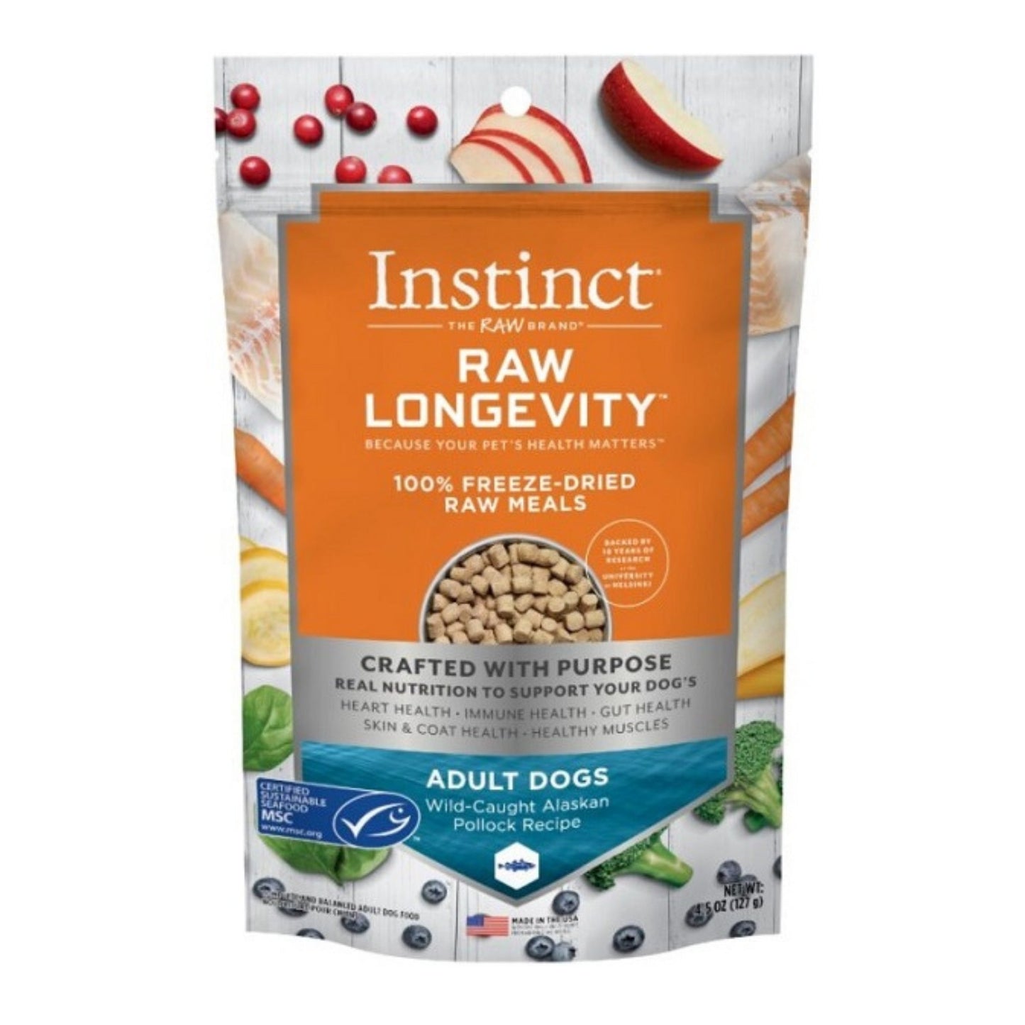 Natures Variety Raw Longevity Dog Freeze-dried 4.5oz. Alaskan Pollock Bites