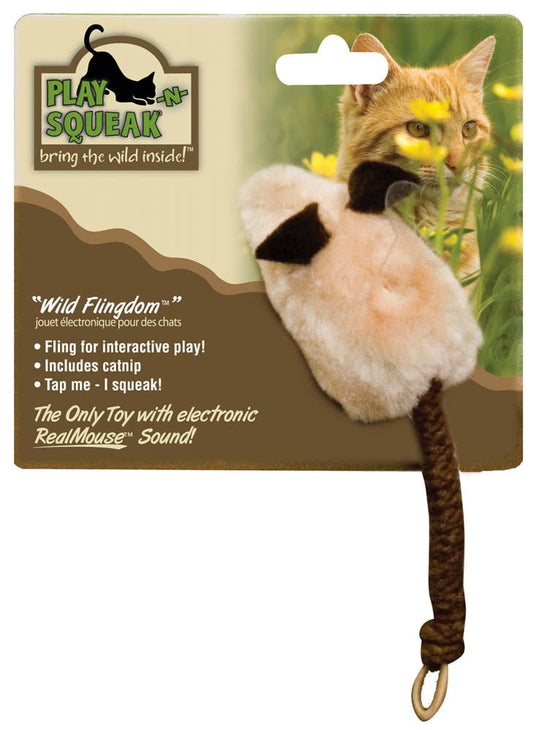 OurPets Play-N-Squeak Wild Flingdom Catnip Toy Cream, Brown 1ea