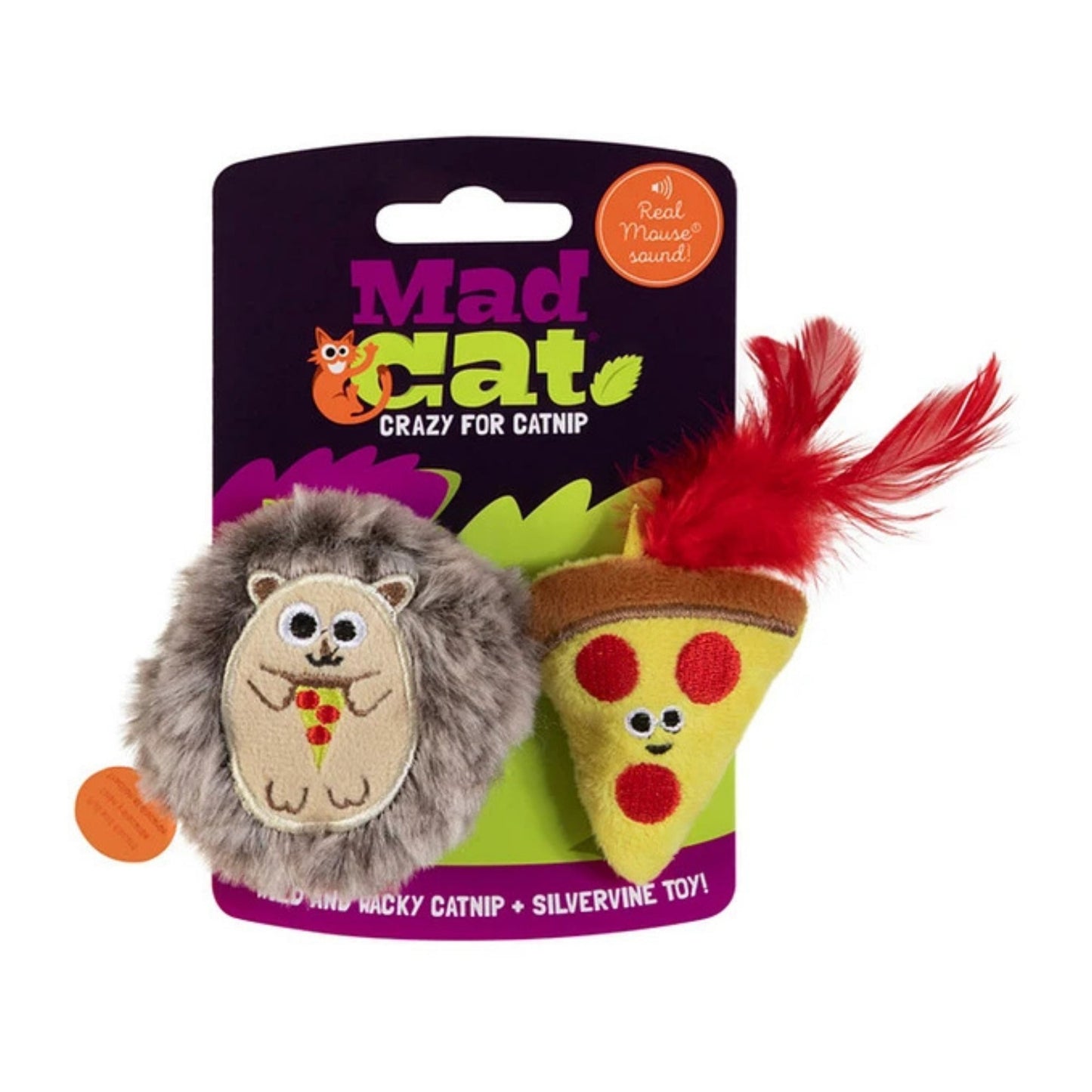 Mad Cat Pizza Hog w/Catnip Silvervine Cat Toy 1ea/2 pk