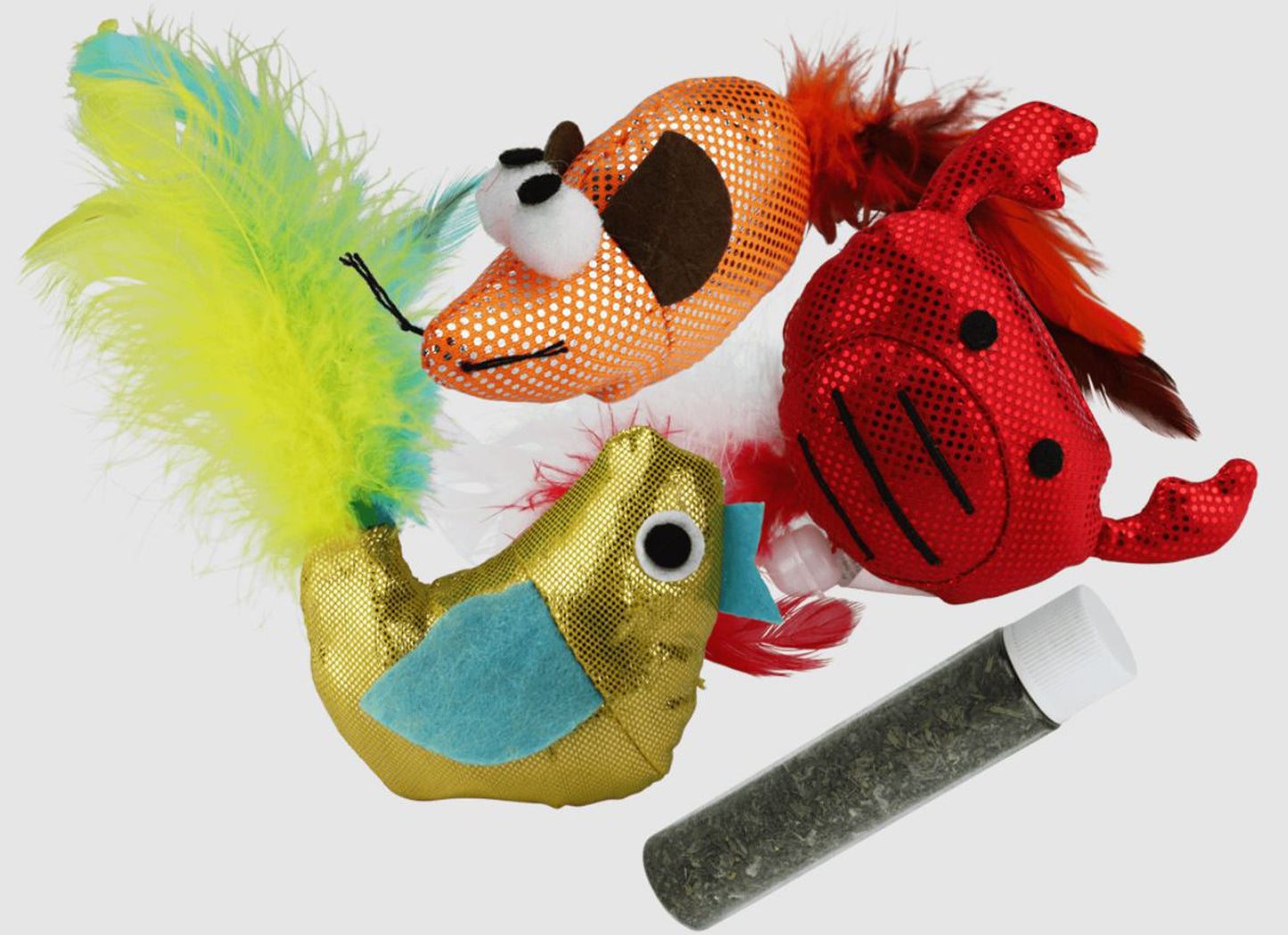 Multipet Crab/Fish/Mouse Refillable Cat Toy with Catnip Tube Assorted 5 in