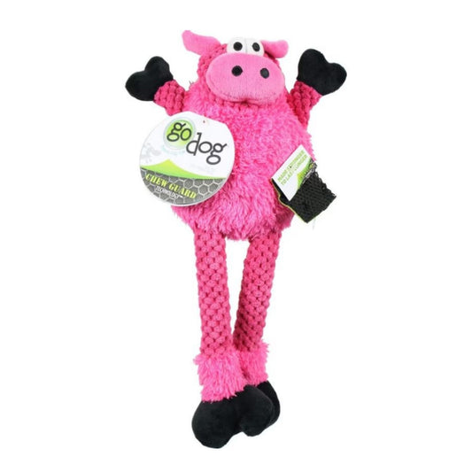 Godog Checkers Skinny Pig Dog Toy Pink Small