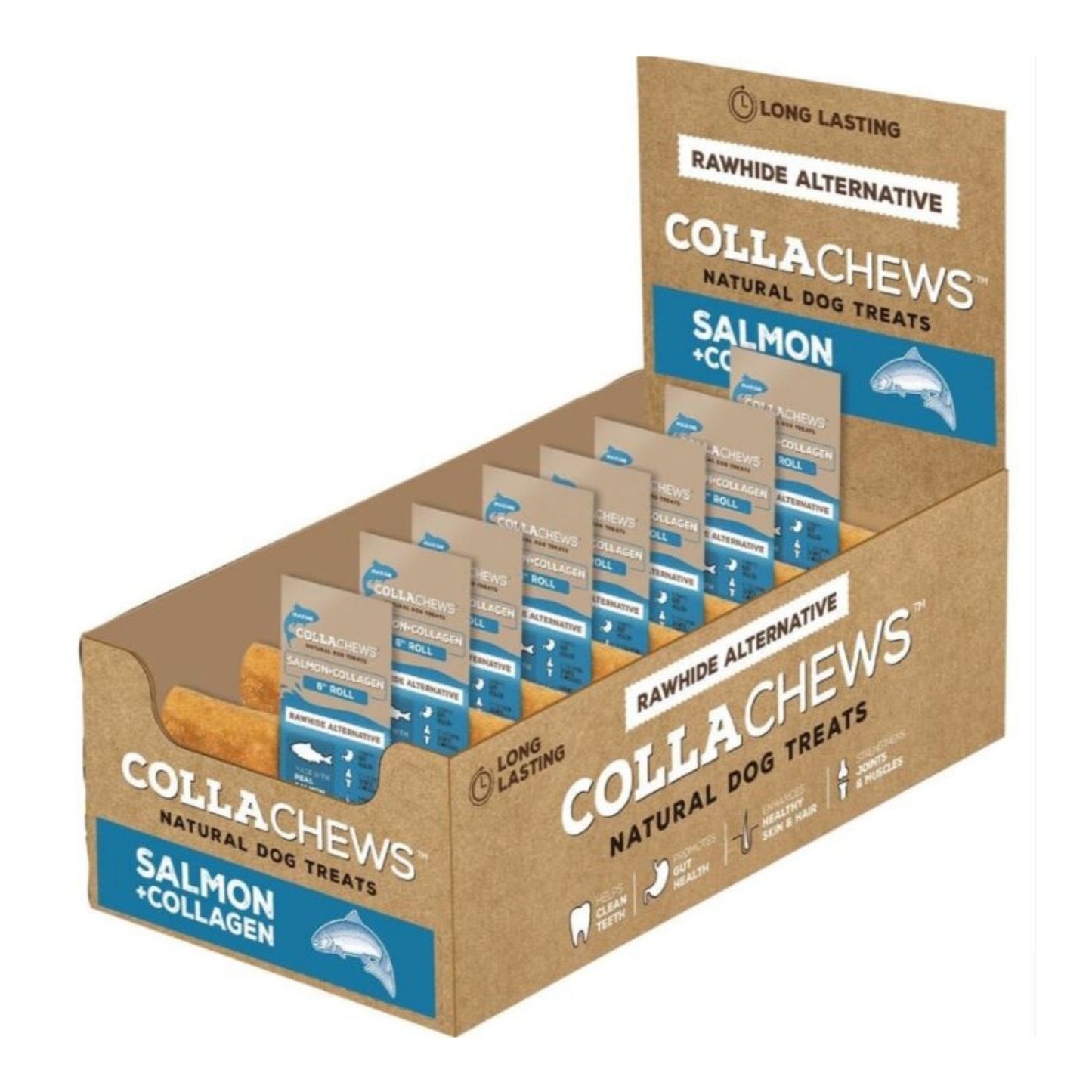 Collachews Collagen Roll PDQ Display Salmon 6in. 30 Count