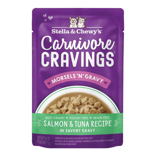 Stella and Chewys Carnivore Cravings MorselsNGravy Salmon and Tuna Recipe 2.8oz. (Case of 24)