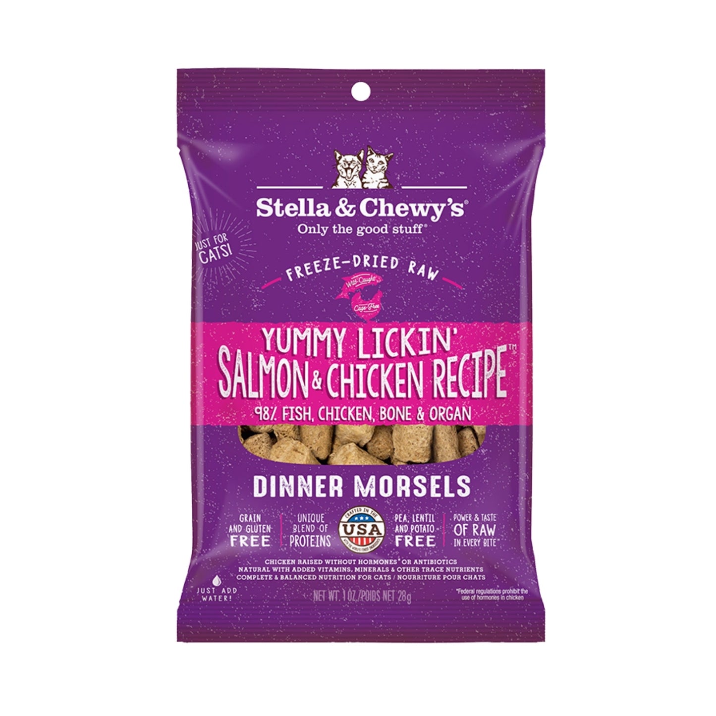 Stella & Chewys Cat Freeze Dried Dinner Morsels Yummy Lickin' Salmon & Chicken 1oz. (Case of 8)