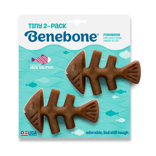 Benebone Fishbone Dog Chew Toy Salmon, 1ea/XS|2 pk