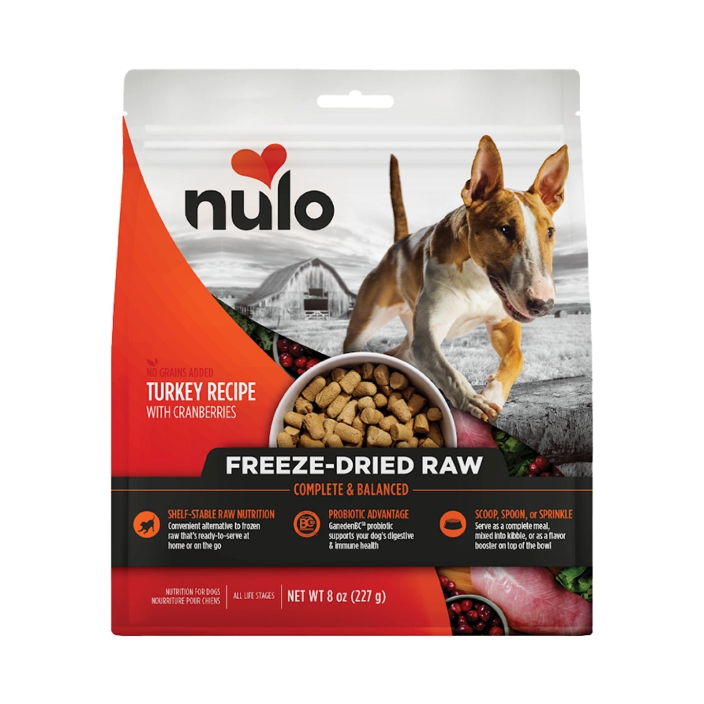 Nulo Dog Freeze-Dried Raw Grain Free Turkey & Cranberries 8oz.