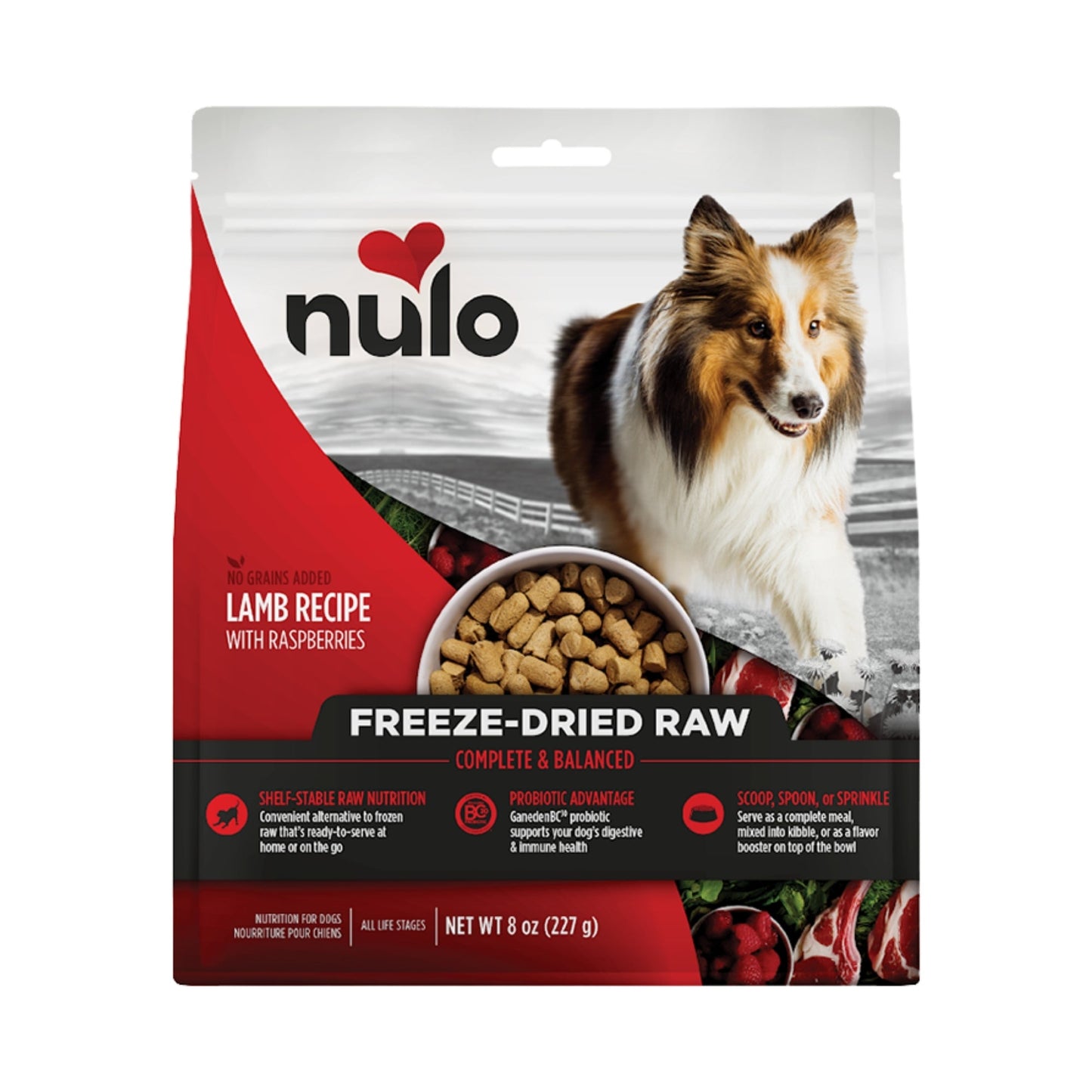 Nulo Dog Freeze-Dried Raw Grain Free Lamb & Raspberries 8oz.