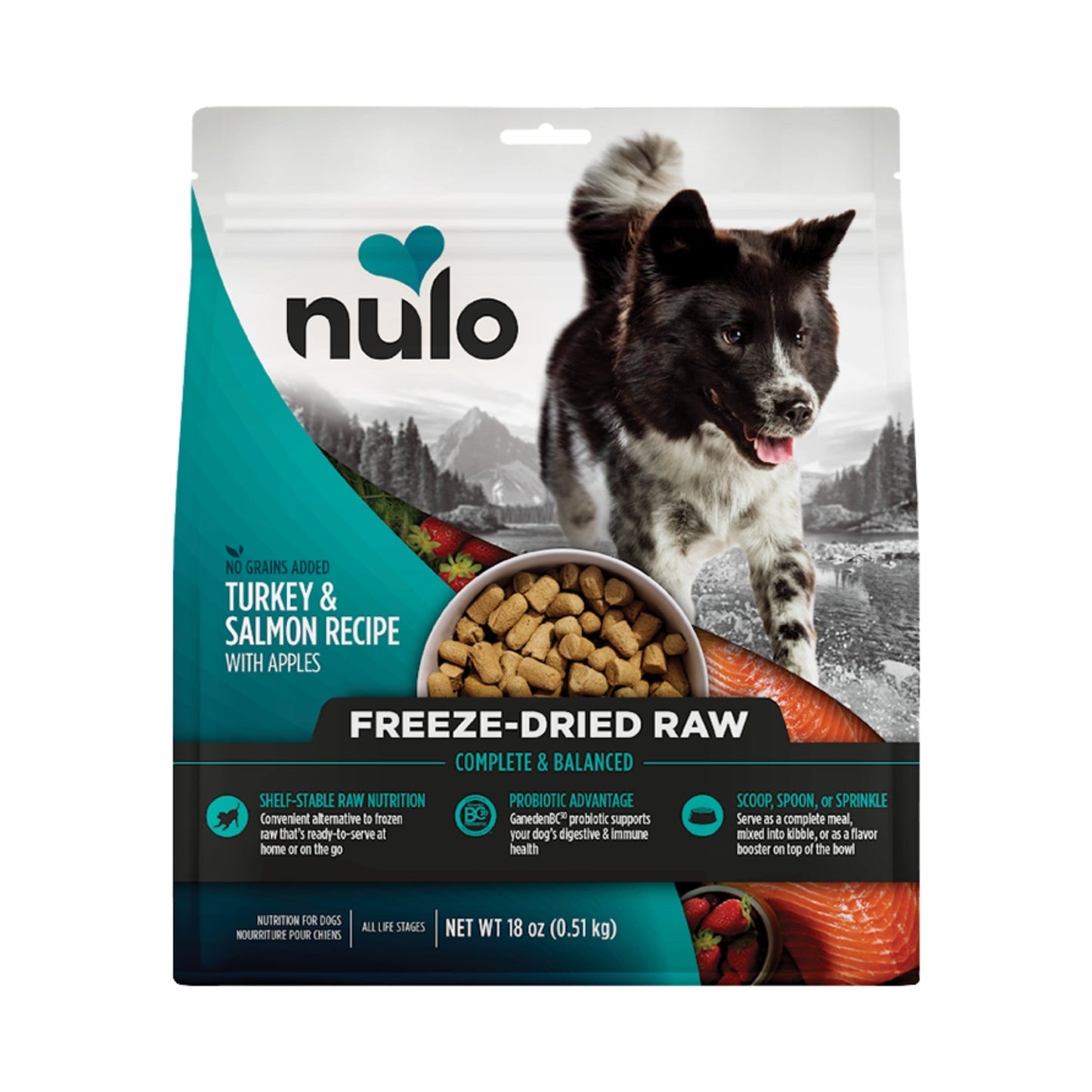 Nulo Dog Freeze-Dried Raw Grain Free Turkey & Salmon 18oz.