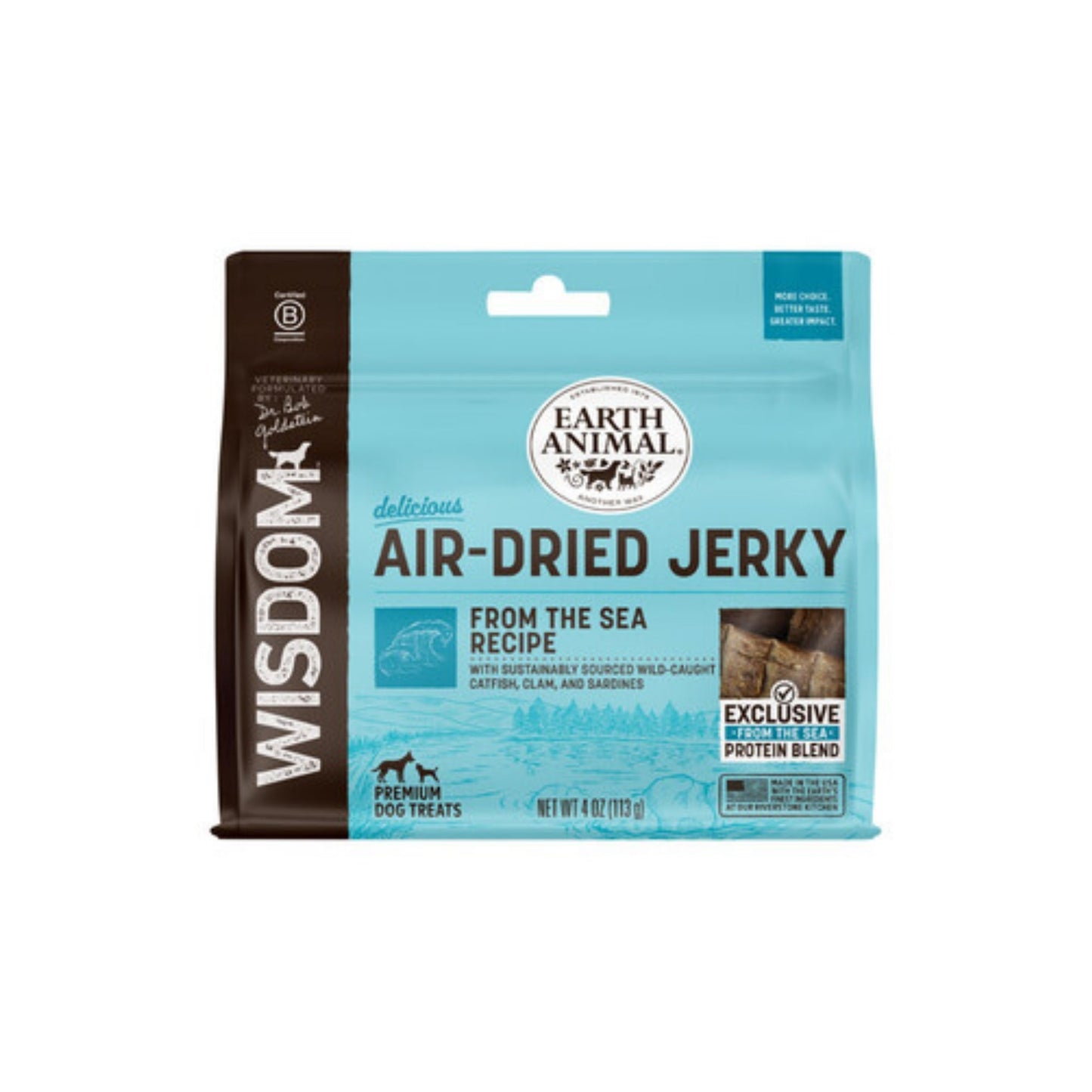 Earth Animal Dog Wisdom Air-Dried Jerky From The Sea 4 oz.