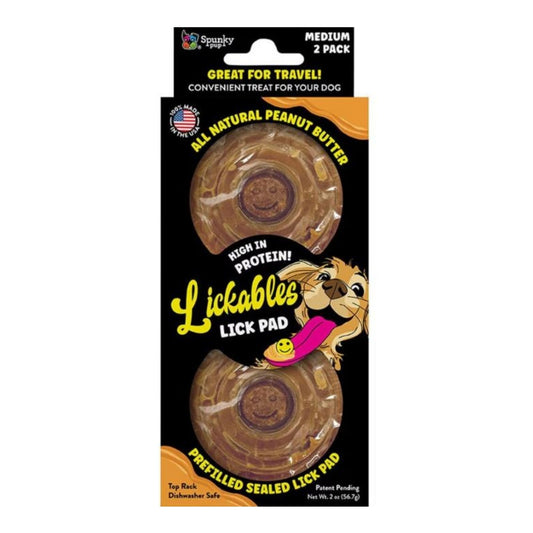 Spunkypup Lickables Filled Lick Pad Round Peanut Butter 2 Pk