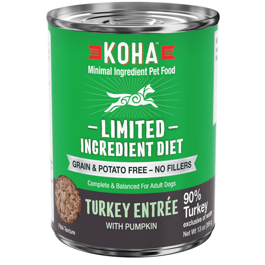 Koha Dog Limited Ingredient Grain Free 90% Turkey 13oz. (Case of 12)