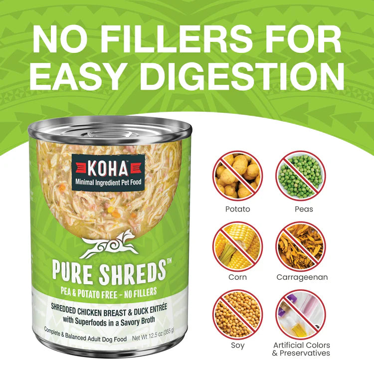 Koha Dog Grain Free Shredded Chicken And Duck 5.5oz. (Case of 12)