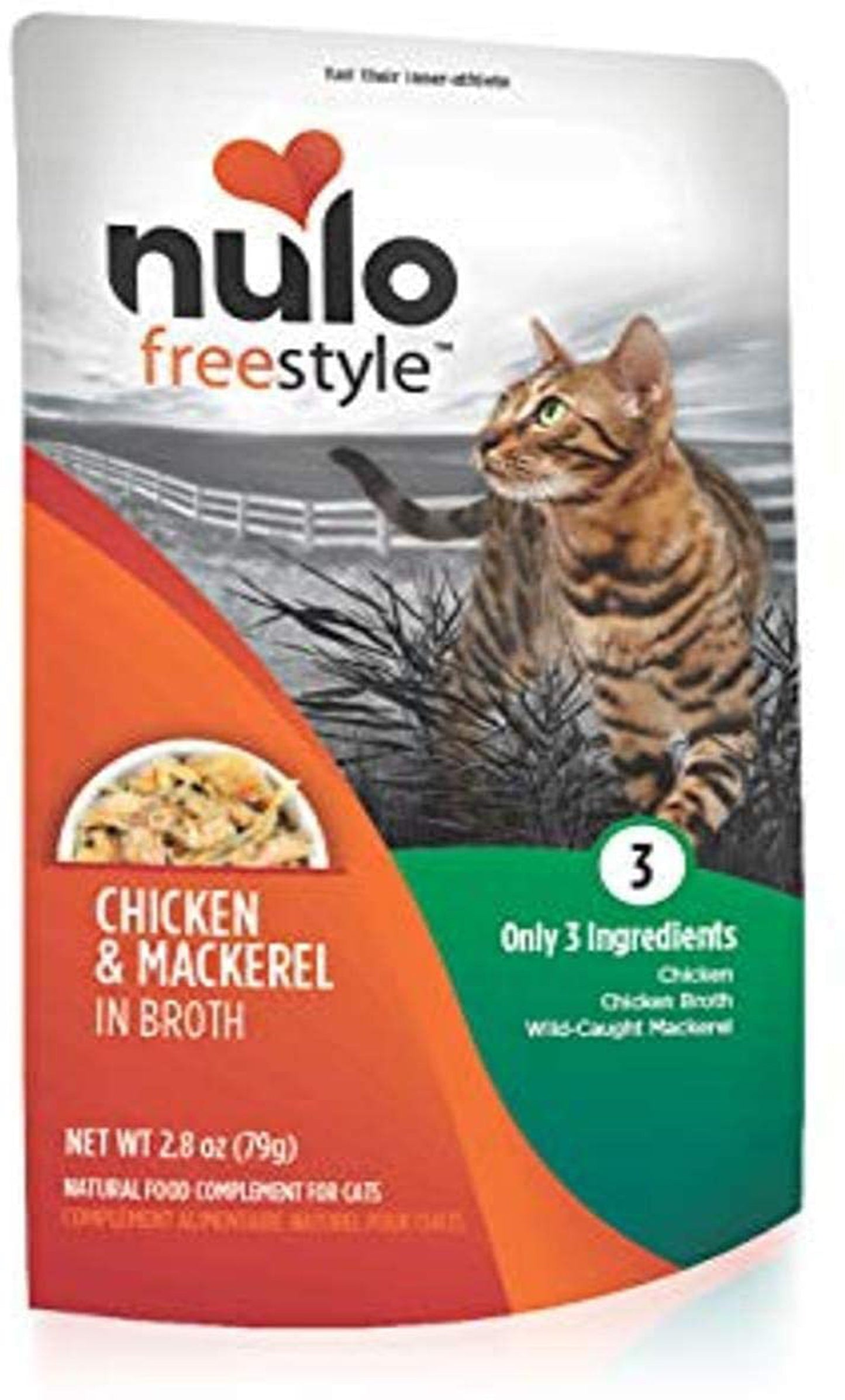 Nulo Freestyle Cat Food Topper Chicken & Mackerel in Broth 24ea/2.8 oz, 24 pk