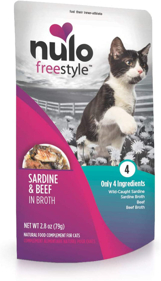 Nulo Freestyle Cat Food Topper Sardine & Beef in Broth 24ea/2.8 oz, 24 pk