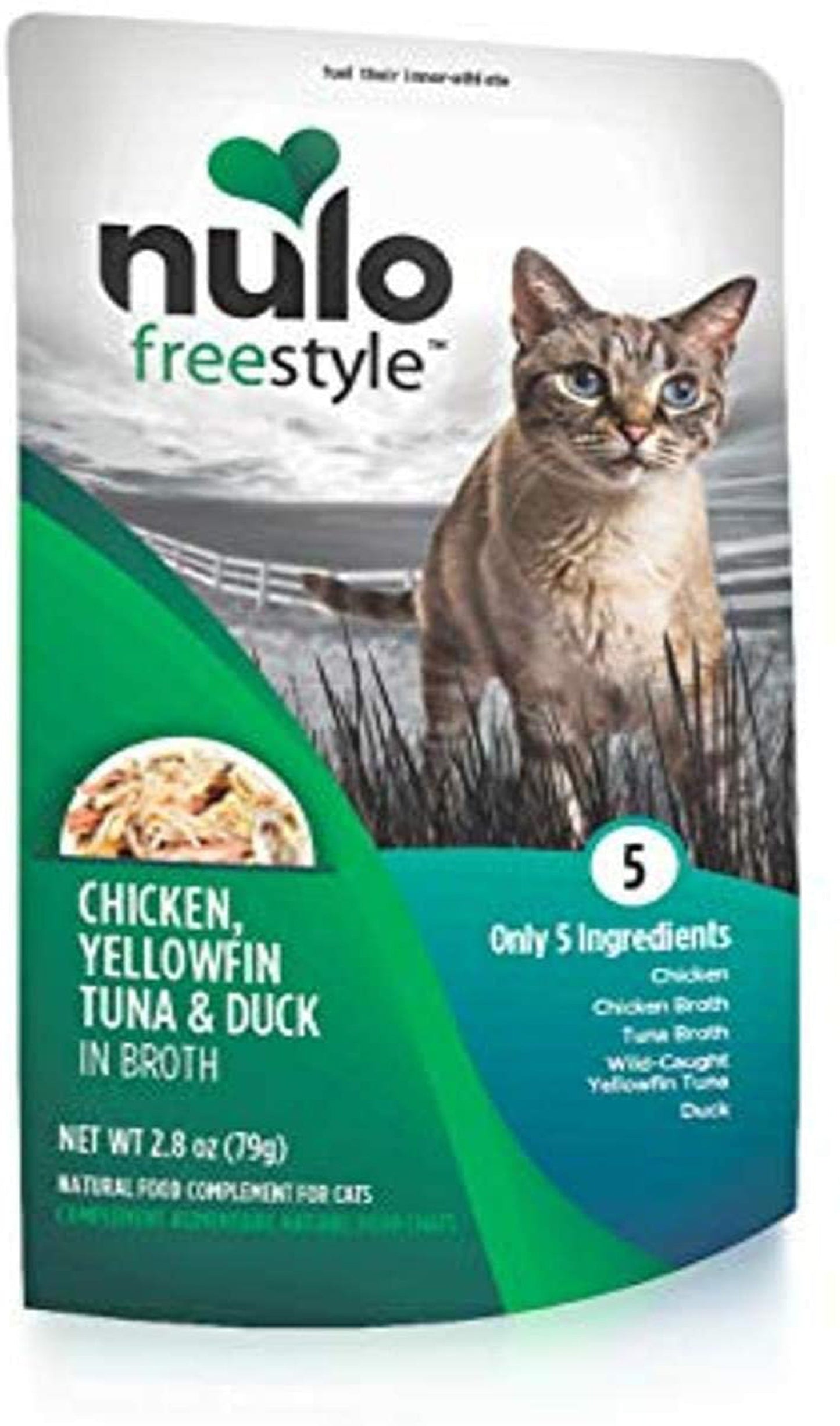 Nulo Freestyle Cat Food Topper Chicken, Yellowfin Tuna & Duck in Broth 24ea/2.8 oz, 24 pk