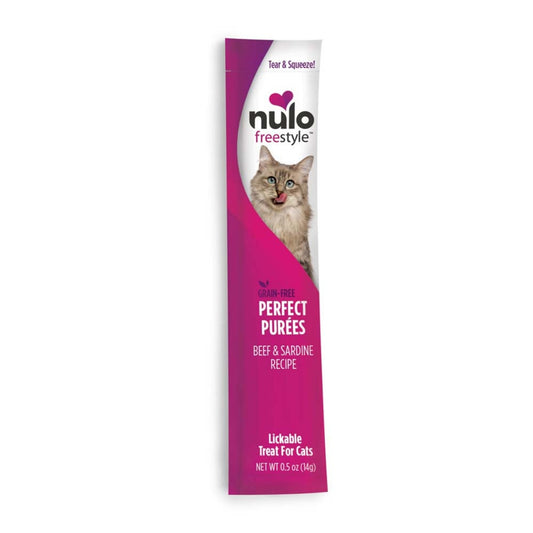 Nulo Freestyle Perfect Purees Grain-Free Cat Food Topper/Treat Beef & Sardine 48ea/0.5 oz, 48 pk