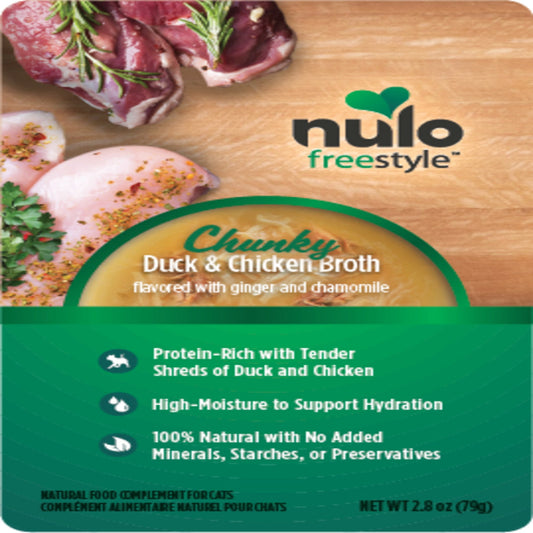 Nulo FreeStyle Chunky Broths Wet Cat Food Duck & Chicken 24ea/2.8 oz