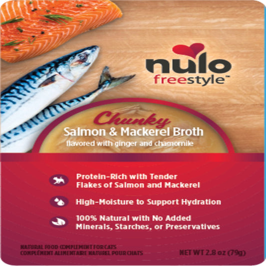 Nulo FreeStyle Chunky Broths Wet Cat Food Salmon & Mackerel 24ea/2.8 oz