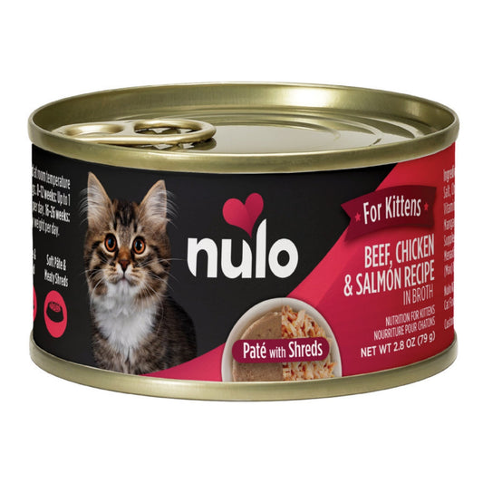 Nulo Cat Kitten Pate Beef Chicken Salmon 2.8oz. (Case of 12)