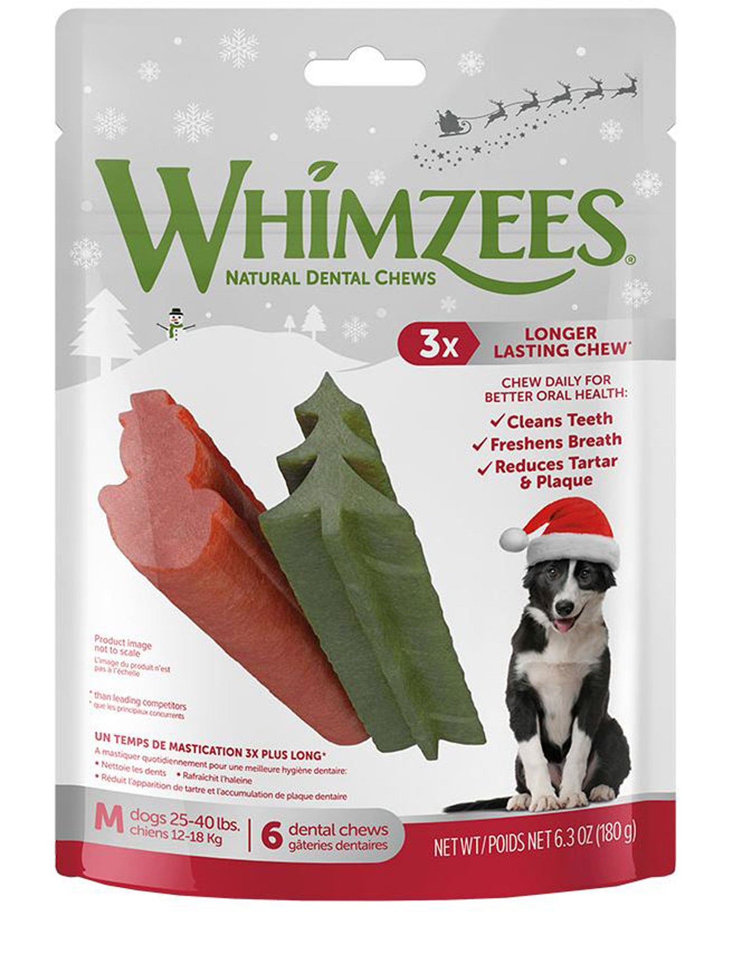 Whimzees Dog Holiday Medium 6.3 oz. 6Ct.