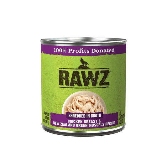 Rawz Shredded Dog 10oz. Chicken Breast New Zealand Green Mussels (Case of 12)