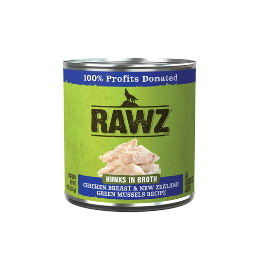 Rawz Hunks Dog 10oz. Chicken Breast New Zealand Green Mussels (Case of 12)