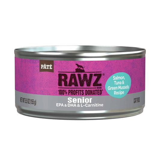 Rawz Cat 5.5oz. Senior Salmon Tuna Green Mussels Pate (Case of 24)