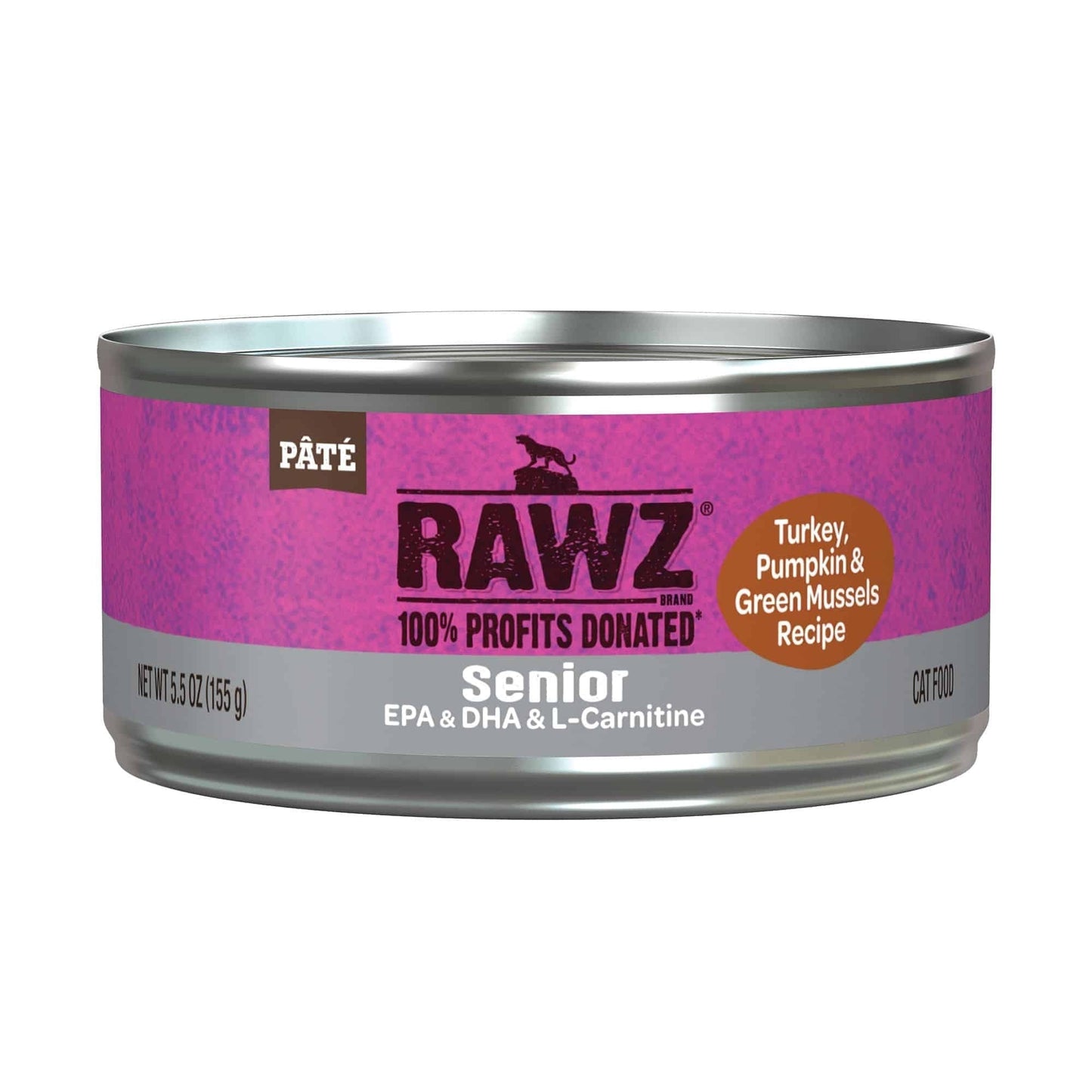 Rawz Cat 5.5oz. Senior Turkey Pumpkin Green Mussels Pate (Case of 24)