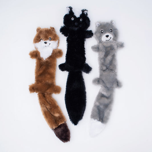 ZippyPaws Skinny Peltz Dog Toy Weasel, Skunk, Wolf 1ea/LG, 3 pk