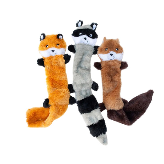 ZippyPaws Skinny Peltz Dog Toy Weasel, Skunk, Wolf 1ea/LG, 3 pk