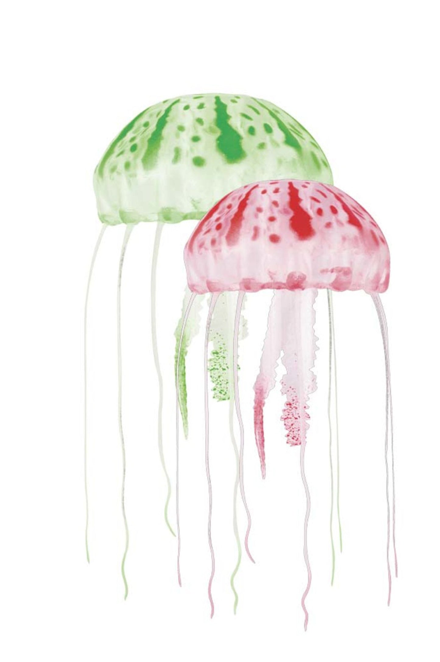 Aquatop Floating Jellyfish Aquarium Ornament Green/Red 1ea/2 In & 3 in, 2 pk