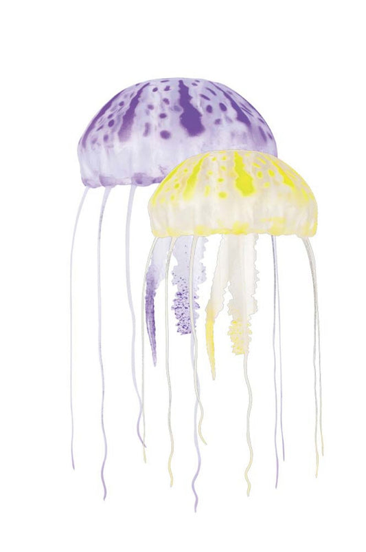 Aquatop Floating Jellyfish Aquarium Ornament Purple/Yellow 1ea/2 In & 3 in, 2 pk