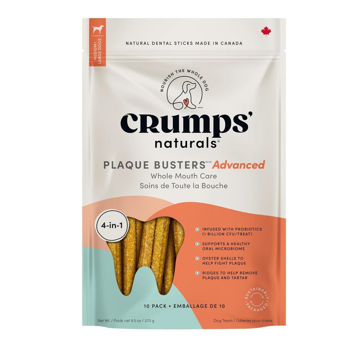 Crumps Naturals Dog 10Pk Plaque Busters Advanced Whole Mouthcare