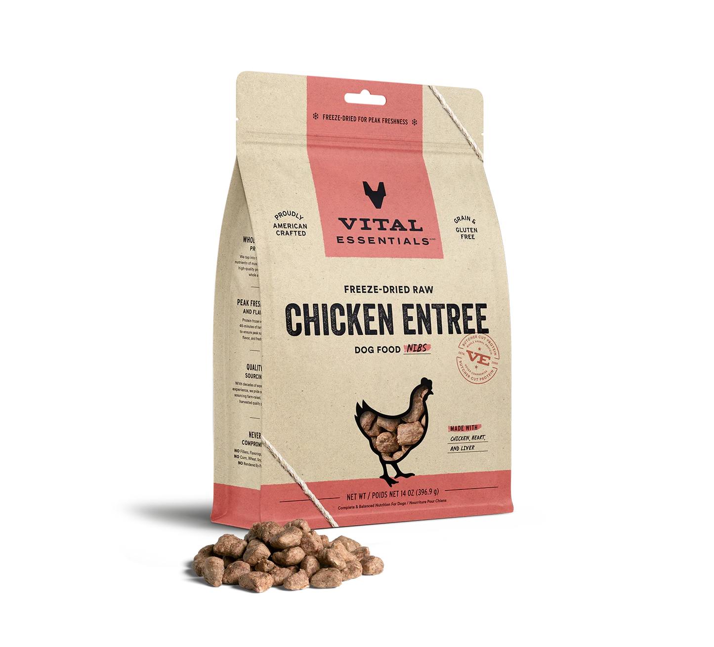 Vital Essentials Dog Freeze-Dried Nibs Chicken 14oz.