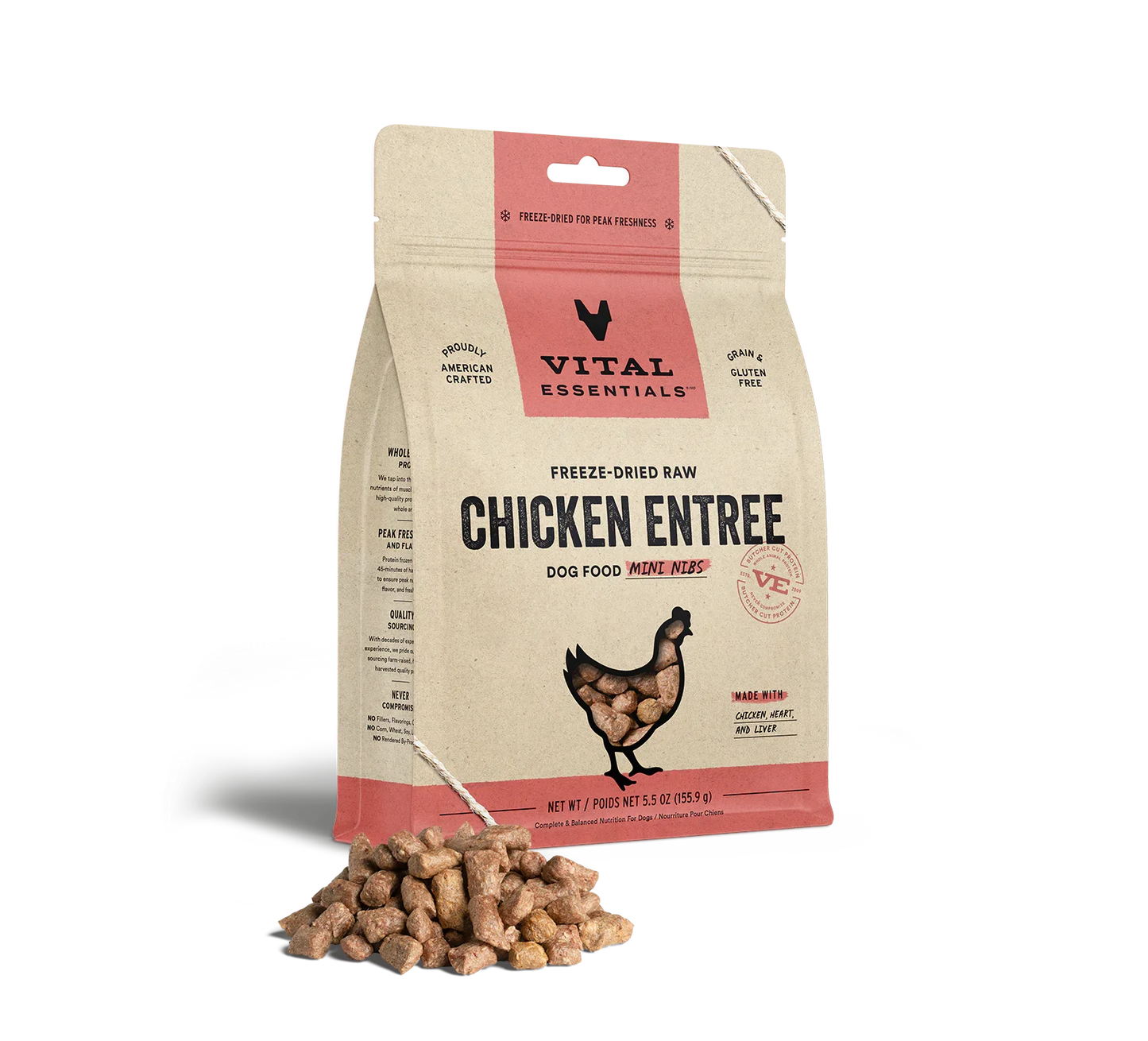 Vital Essentials Dog Freeze-Dried Mini Nibs Chicken 5.5oz.