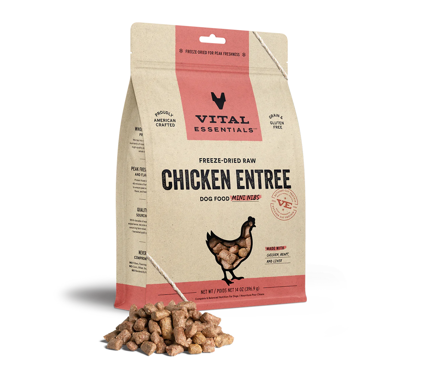 Vital Essentials Dog Freeze-Dried Mini Nibs Chicken 14oz.