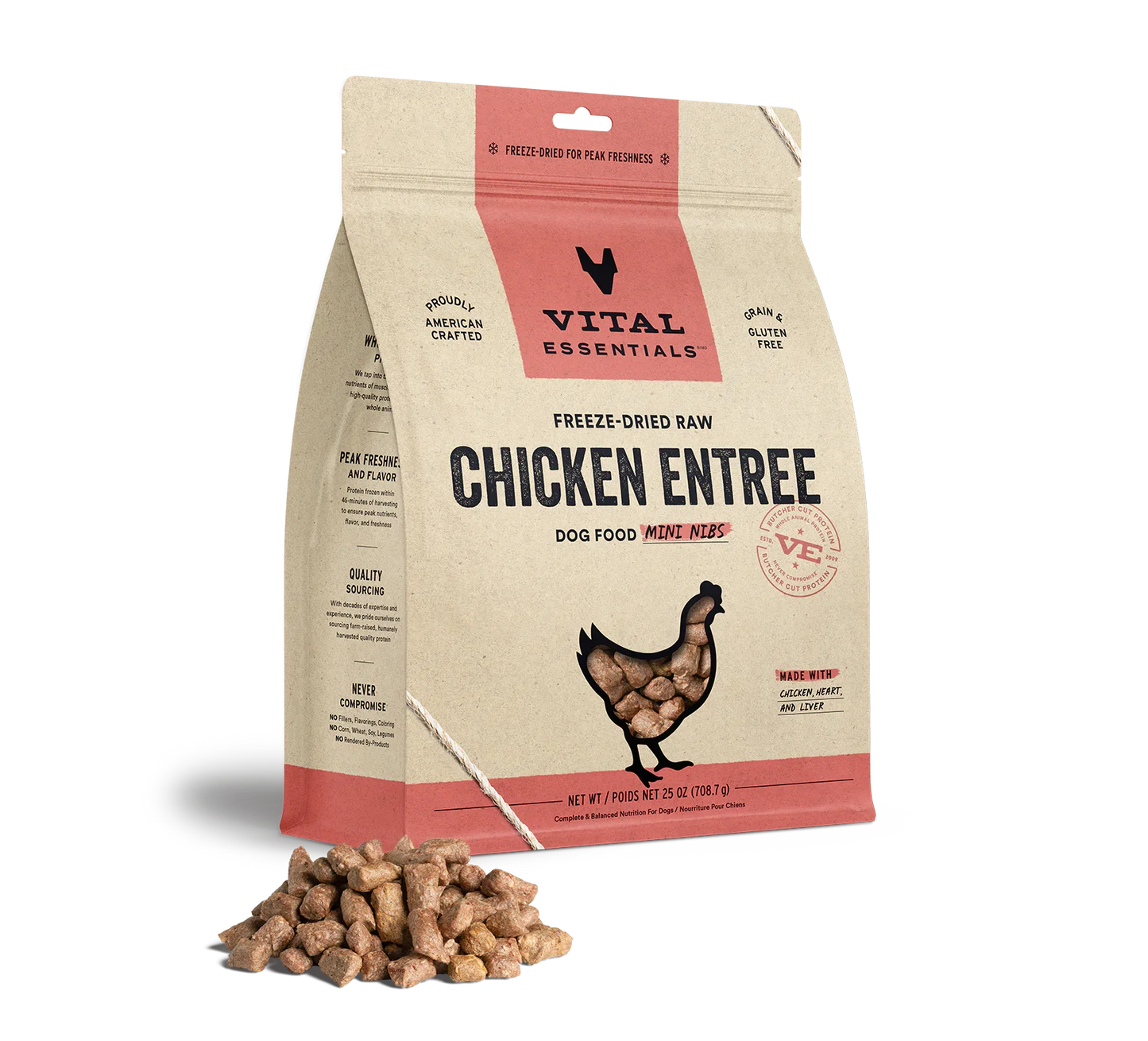 Vital Essentials Dog Freeze-Dried Mini Nibs Chicken 25oz.