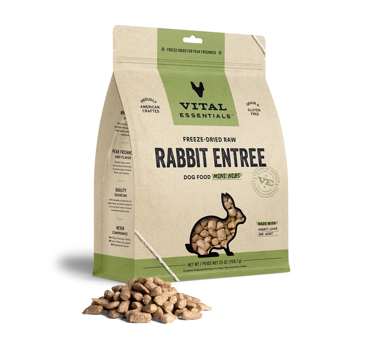 Vital Essentials Dog Freeze-Dried Mini Nibs Rabbit 25oz.