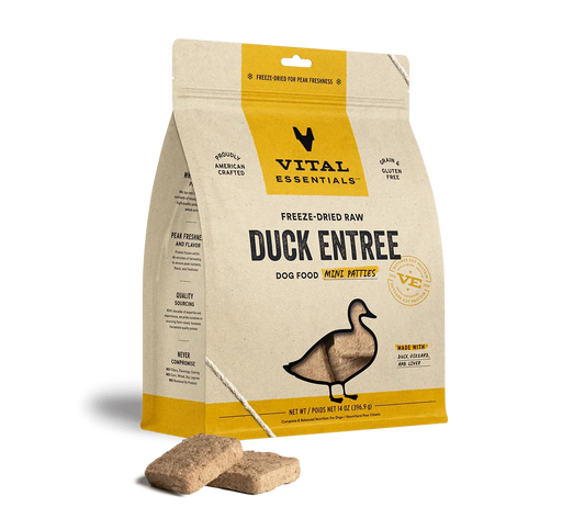 Vital Essentials Dog Freeze-Dried Mini Patties Duck 14oz.