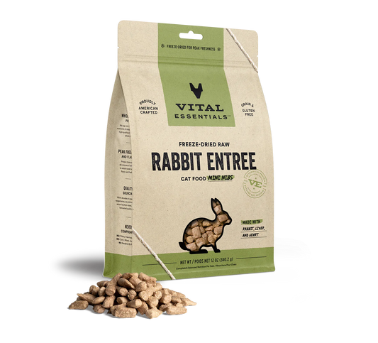 Vital Essentials Cat Freeze Dried Mini Nibs Rabbit 12oz.