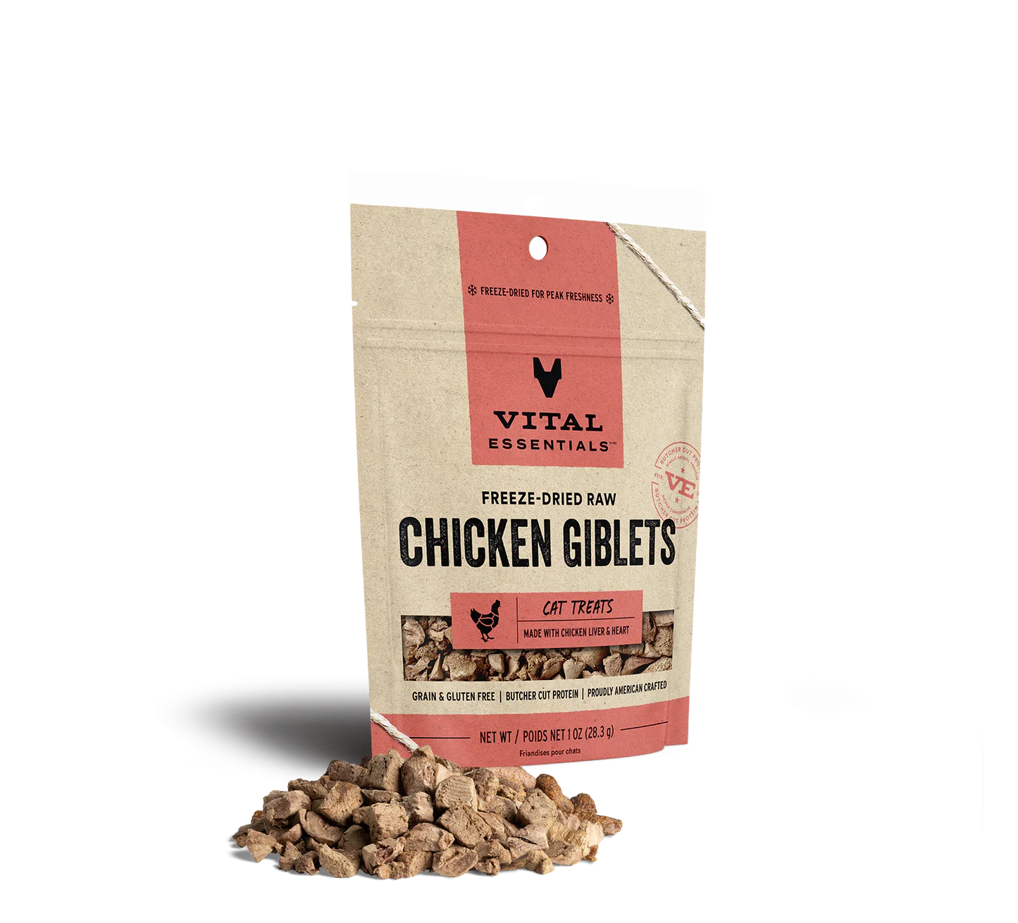 Vital Essentials Cat Freeze-Dried Treat Chicken Giblet 1oz.