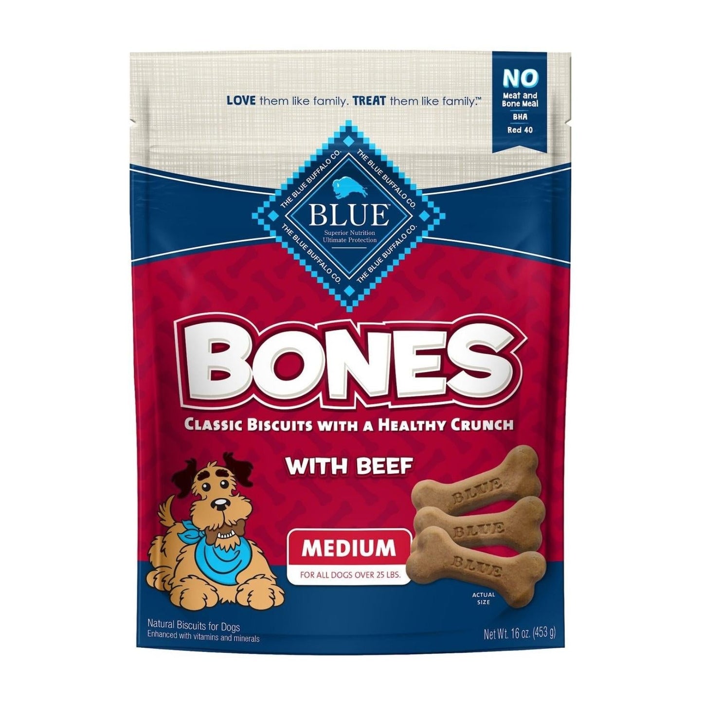 Blue Buffalo Bones Dog 16oz. Beef Medium Biscuit