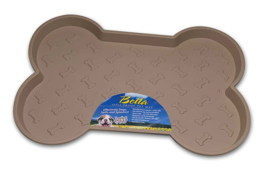 Loving Pets Spill-Proof Bone Shaped Dog Mat Tan 1ea/LG