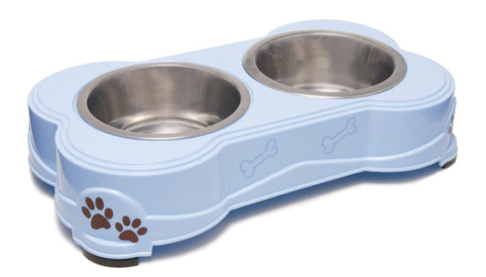 Loving Pets Double Diner Dog Bowl Murano Blue 1ea/MD